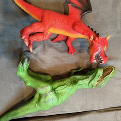 Large Rubber Dragon And Dino 13”