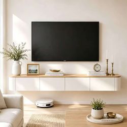 55inch Floating TV Stand Wall Mounted Media Console，Modern Entertainment Media Console Center, Storage TV Bench for Living Room