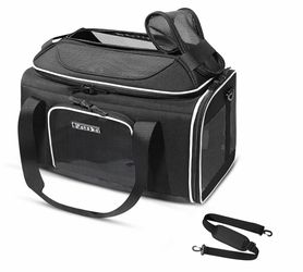 Petskd Top-Expandable Pet Carrier 17x11x9.5 Inches Alaska Airline Approved, Soft-Sided Carrier for Small Cats and Dogs with Locking Safety Zippers and