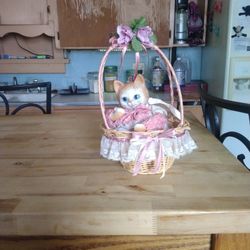 Musical Kitten In A Basket 
