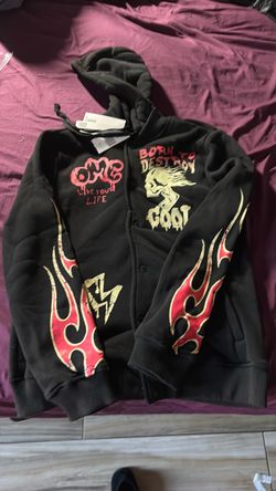 Rebel mind button up sweater removable hoodie