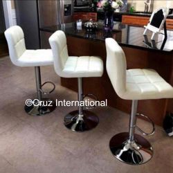 New 3 White Bar Stools 