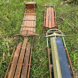 Vintage Sleds And Toboggan