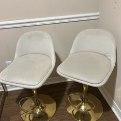 Set Of 2 Ivory Bar Stools 