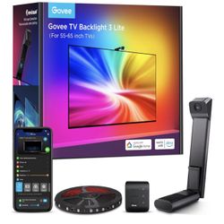Govee TV Backlight 3 Lite with Fish-Eye Correction Function Sync to 55-65 Inch TVs, 11.8ft RGBICW Wi-Fi LED Strip Lights with Camera, 4 Colors in 1 La