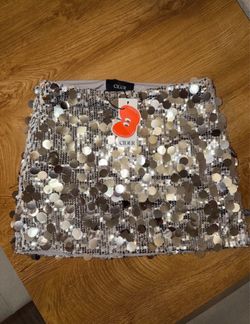 Cider Silver Sequin Mini Skirt