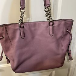 Couch Bag Leather Purple Silver Handles Chain 