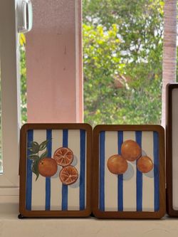 Set of 2 Original Framed Watercolor Citrus Paintings – $110 Pair