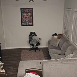 Grey Long L shaped couch