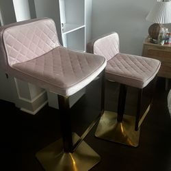 Light Pink Velvet Bar Stools
