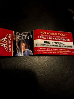Brett Young Concert Voucher – 2 Lawn Admissions