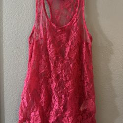 DIVIDED by H&M Women's Pink Full Slip Sheer Lace Floral Accent Size 34