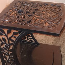 Antique Wrought Iron Table And Light Stand