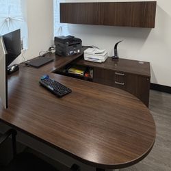 Adjustable Desk / Credenza/ Storage and Bridge (4 Pcs)