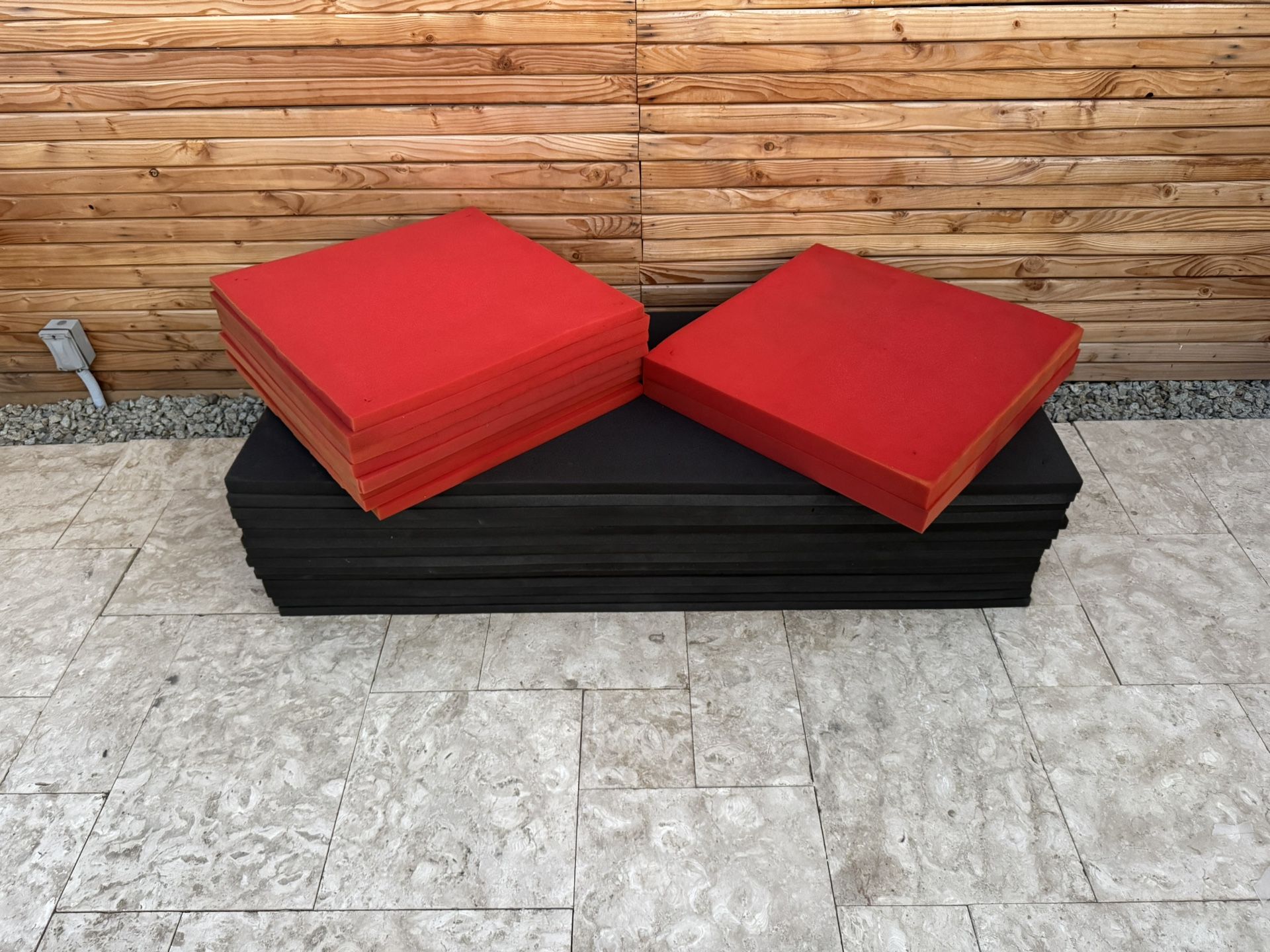Acoustic Foam Panels – Red & Black – Various Sizes – Great for Soundproofing