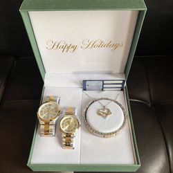 New Men’s & Women’s matching watch with men’s bracelet & women’s necklace