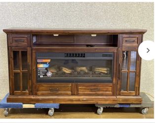 TV Console with Fireplace Heating & Cooling 2-in-1