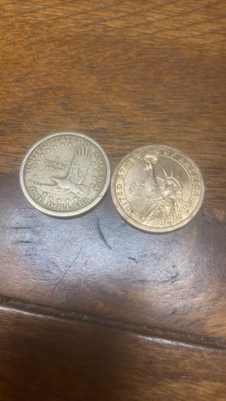 Two One Dollar Coins Andrew Johnson And Sacagawea Coin