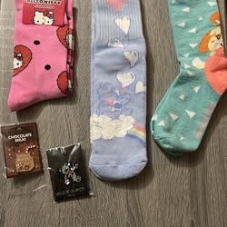 Character socks and pins