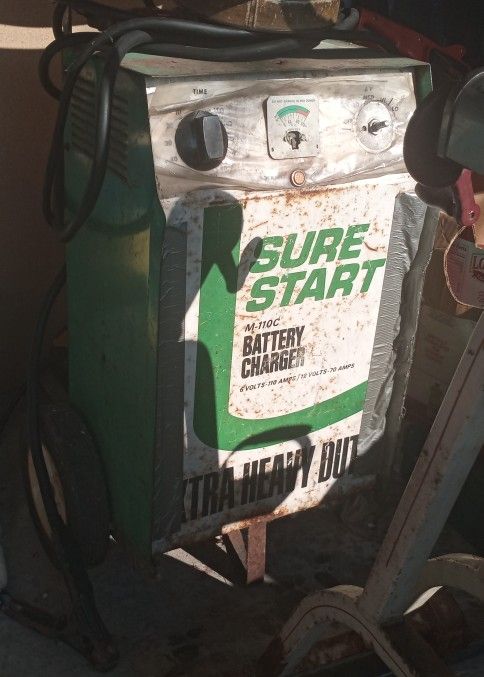 Vintage Sure Start Extra Heavy Duty Battery Charger Wheel Cart