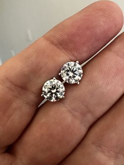 Certified 4ct Natural Moissanite Martini Style Earrings In 14k Solid White Gold