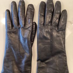 Vintage Gandoe Black Leather Thinsulate Fleece Lined Gloves Women 6.5. (Soft, very good condition) see all photos