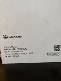 Lexus Rx 350 Owners Manual