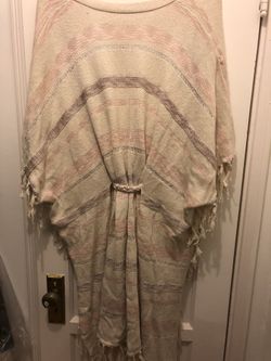 Pink multi striped poncho - one size brand new