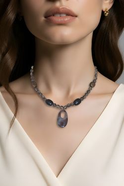 Tribal Harmony Necklace |Handcrafted Wooden Beads & Stone Pendant|Organic Modern by Daseyori