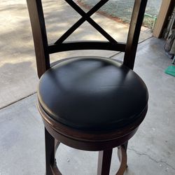 Swivel Wooden Bar Stool Chair - A Pair 