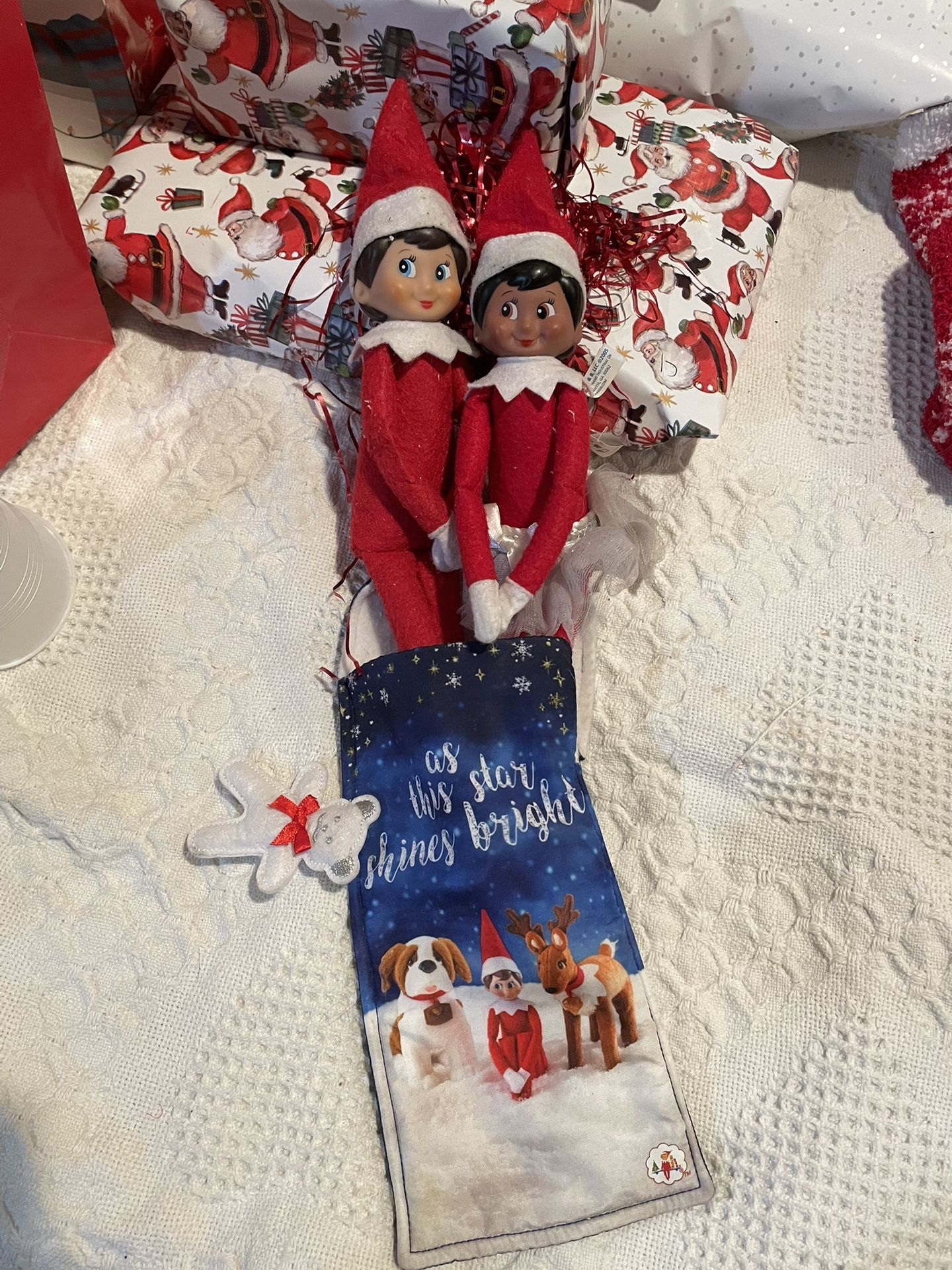 2 Elf on the shelf’s + sleeping bag