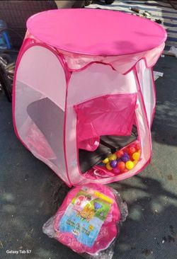 Kids Pink Pop-Up Ball Pit Tent with Balls