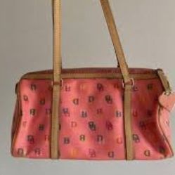 Authentic Vintage Signature Dooney & Bourke Pink Canvas and