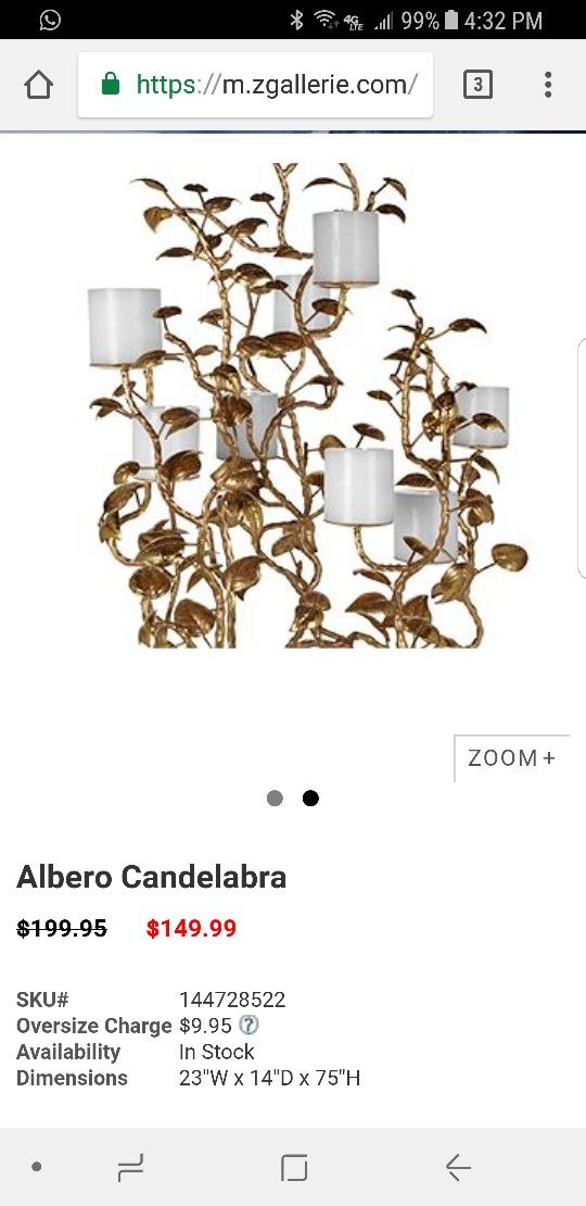 Z gallerie chandelier. Candle holder