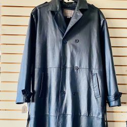 Oscar Piel   3XL  Long Leather Trench Coat With Zip Out Liner