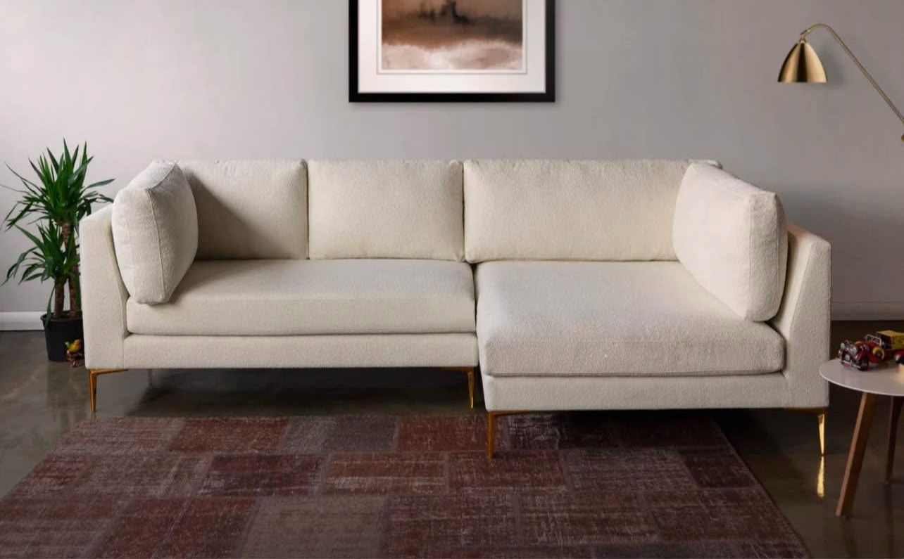 Chamberlain Beige Boucle Sectional Sofa Right Facing Chaise FINANCE AVAILABLE