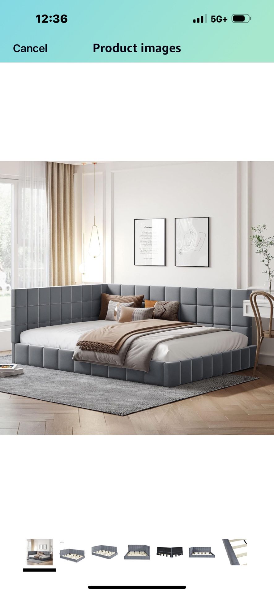Grey Velvet Bed Frame 