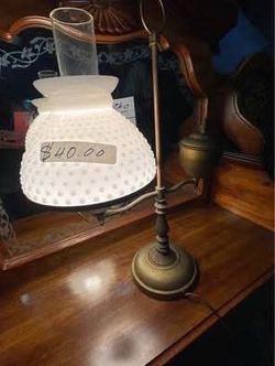 Vintage hobnail milk glass hurricane lamp shade.