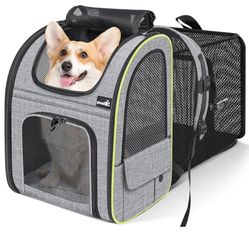XL Pet Carrier Backpack, Expandable Cat Backpack with Breathable Mesh for Small Dogs