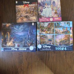Lot Of 4 Disney Jigsaw Puzzles 