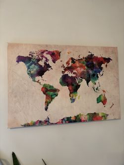 Watercolor World Map Canvas