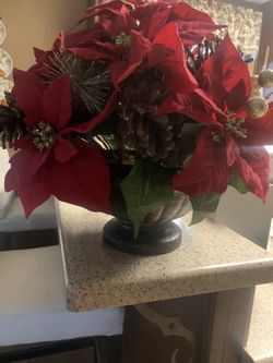 Christmas urn poinsettia planter