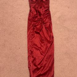 New red satin dress long evening Coctail gown party