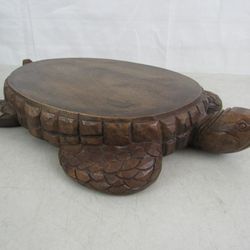 Wooden Hand Carved Sea Turtle Hot Plate/Plant Holder 15 5/8" Length


