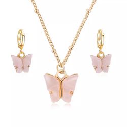 Butterfly Earrings And Necklace 