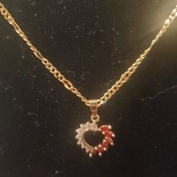 Gold Heart Pendant And Earrings Set