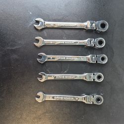 New 5 pc flex head metric ratcheting Wrench set