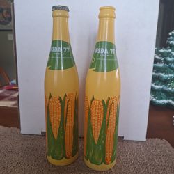 NSDA 1977 Corn Commemorative Convention Painted Soda Bottles  ADM Sweetener -  RARE
