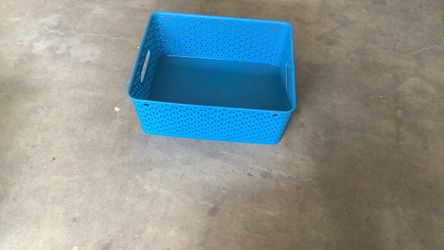 Blue Plastic  Woven Storage Basket