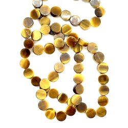 Strand Of 15.5” Tiger Eye Coin Beads 